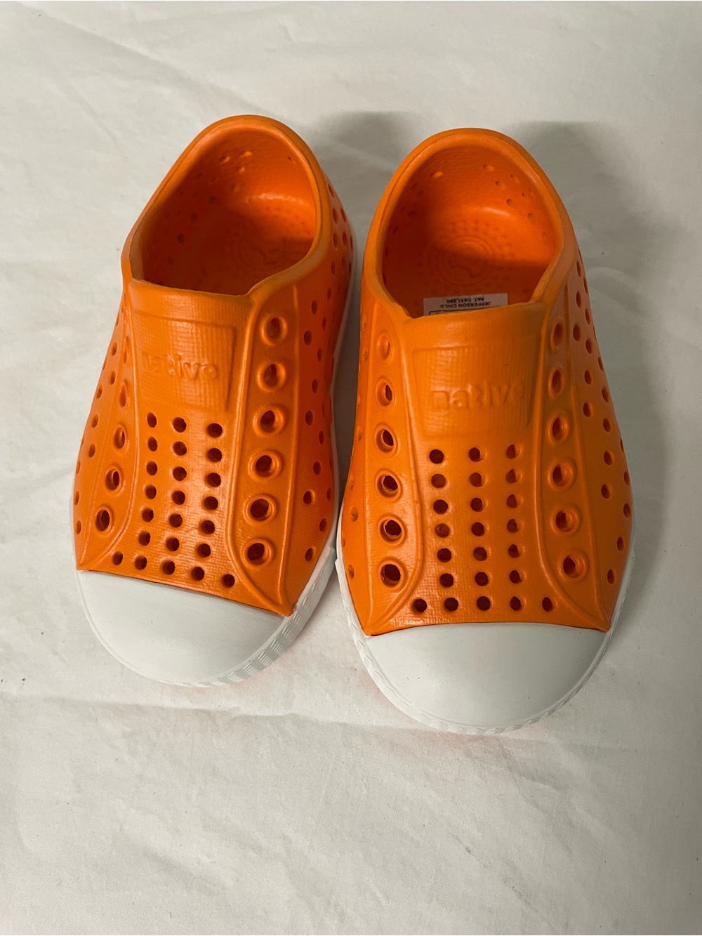 Native Kids Orange Slip-On Water Shoes with White Toe Cap